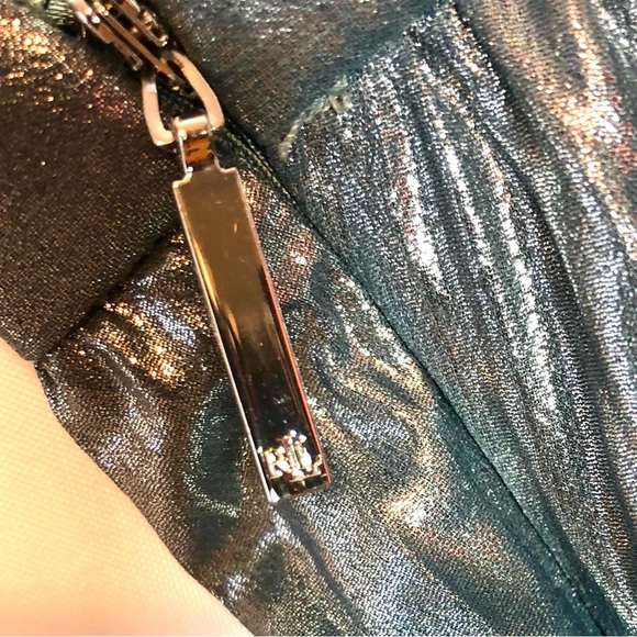 LAUREN RALPH LAUREN Ice Blue Aqua Pleated Metallic Chiffon Skirt - Picture 5 of 9